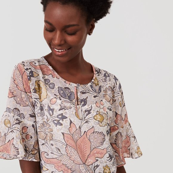 Loft Shimmer Floral Flounce Dress - Picture 2 of 6